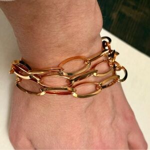 Milor Italy Chic Triple Gold Link Bracelet with Unseen Clasp NWT Statement 💫🎁